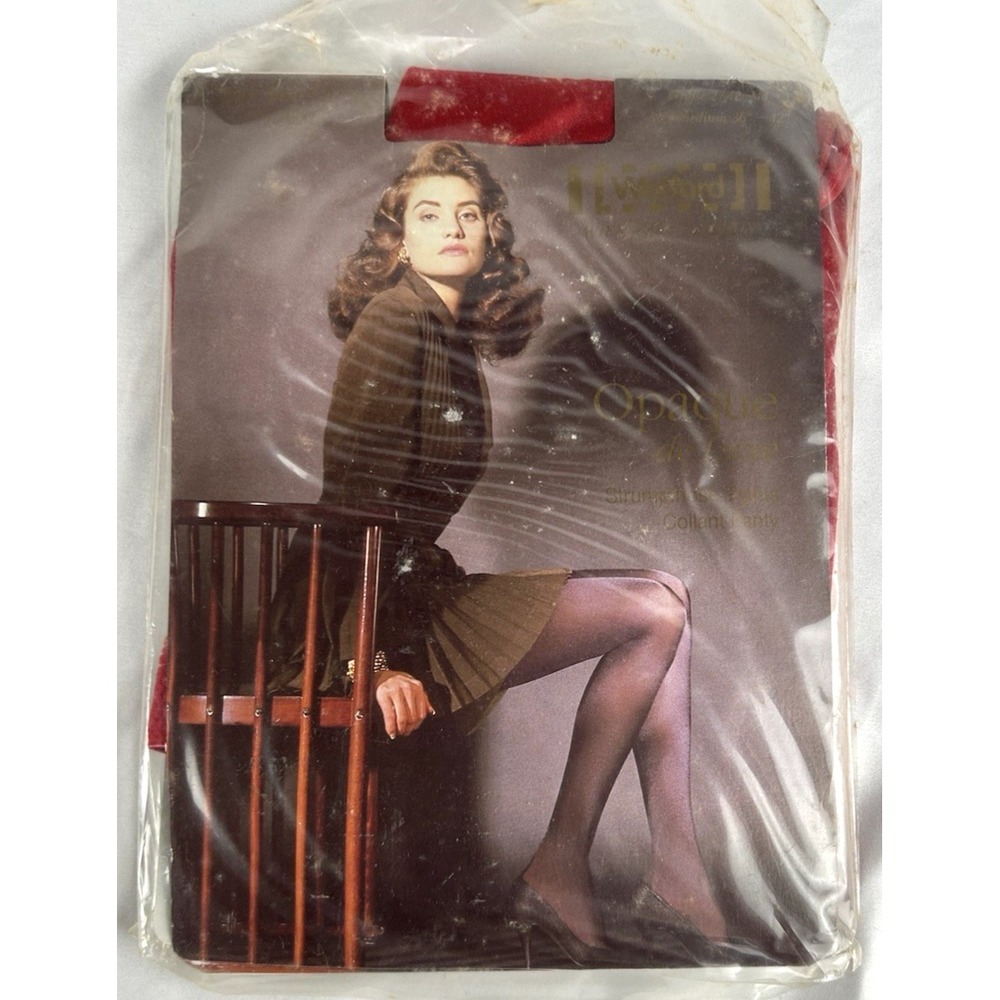Vtg Wolford Red Opaque De Luxe Tights Sz Medium 40 Denier Austria New Open Pack